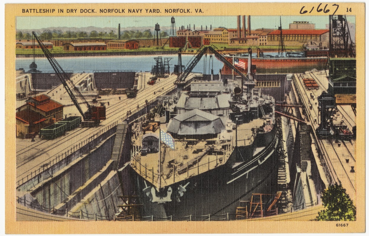 Battleship In Dry Dock, Norfolk Navy Yard, Norfolk, VA. - Digital ...