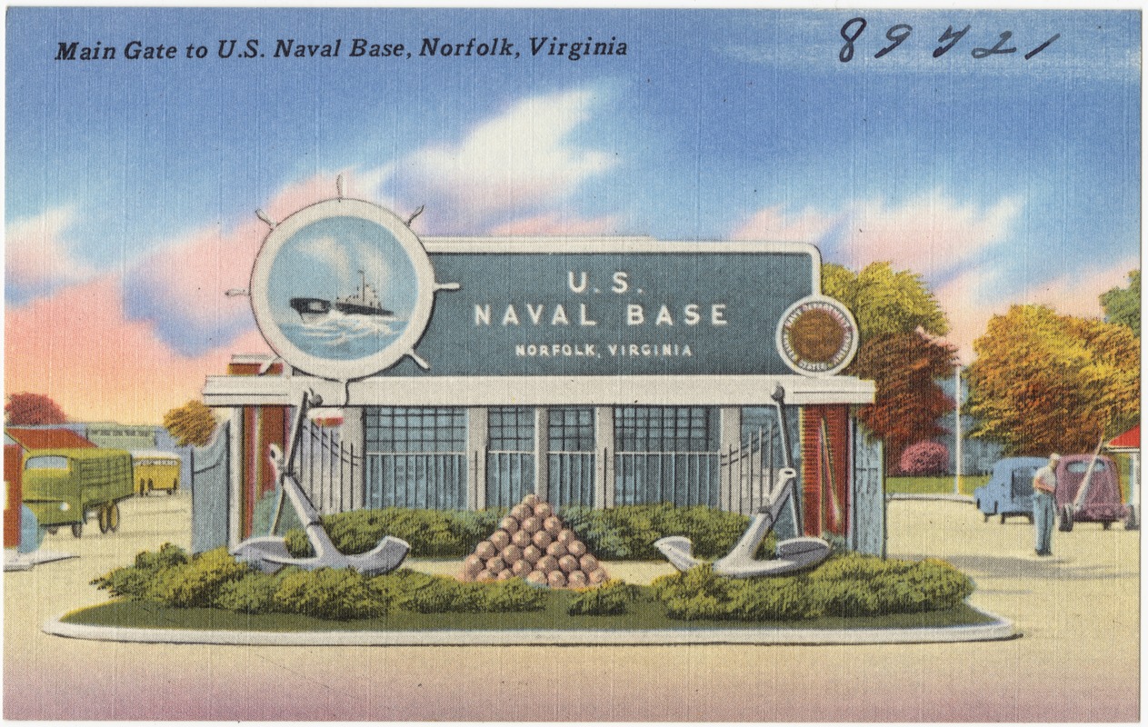 Main gate to U.S. Naval Base, Norfolk, Virginia