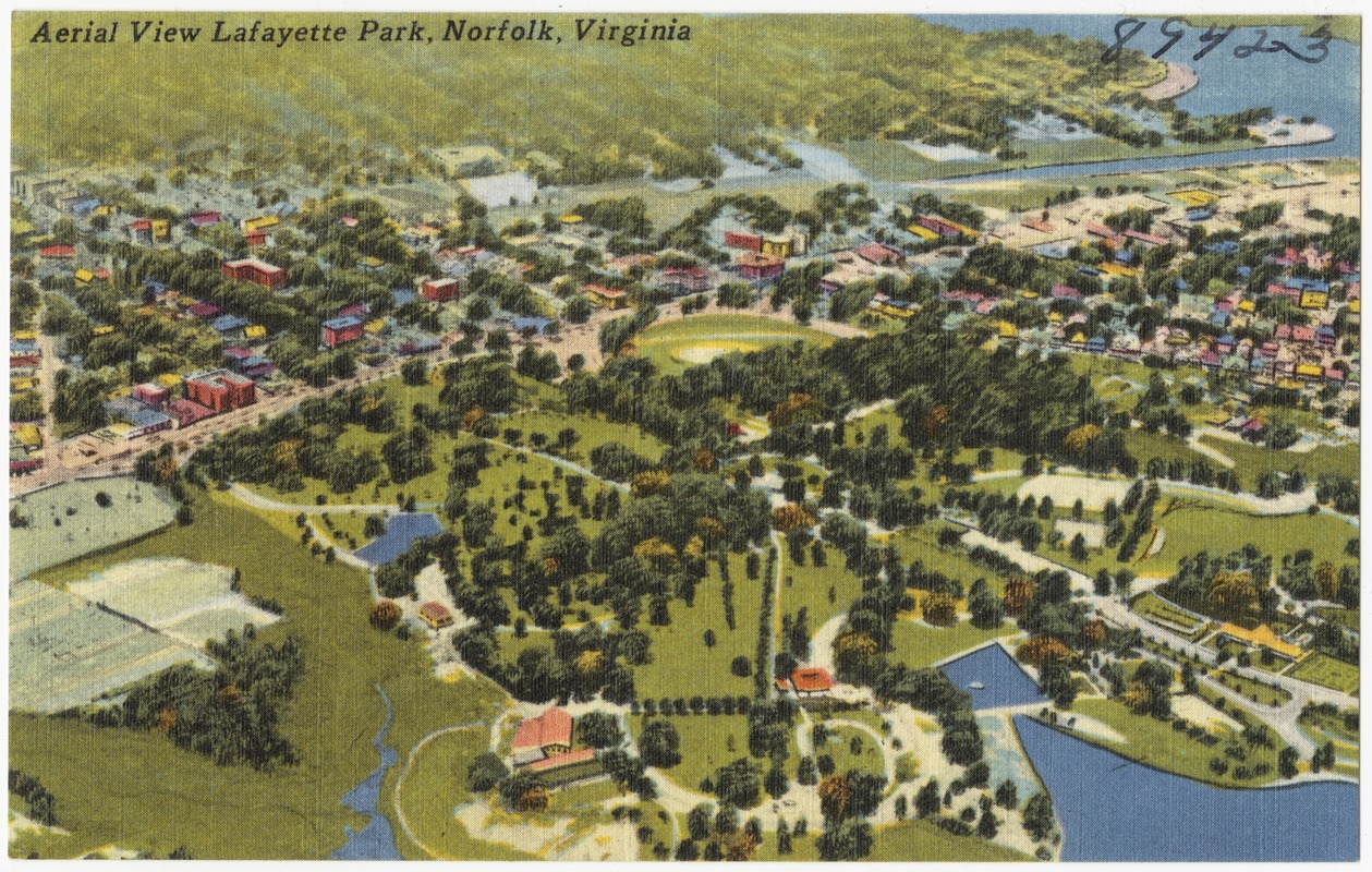 Aerial view Lafayette Park, Norfolk, Virginia