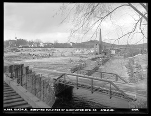 Wachusett Reservoir, removing buildings of West Boylston Manufacturing Company, Oakdale, West Boylston, Mass., Apr. 10, 1903