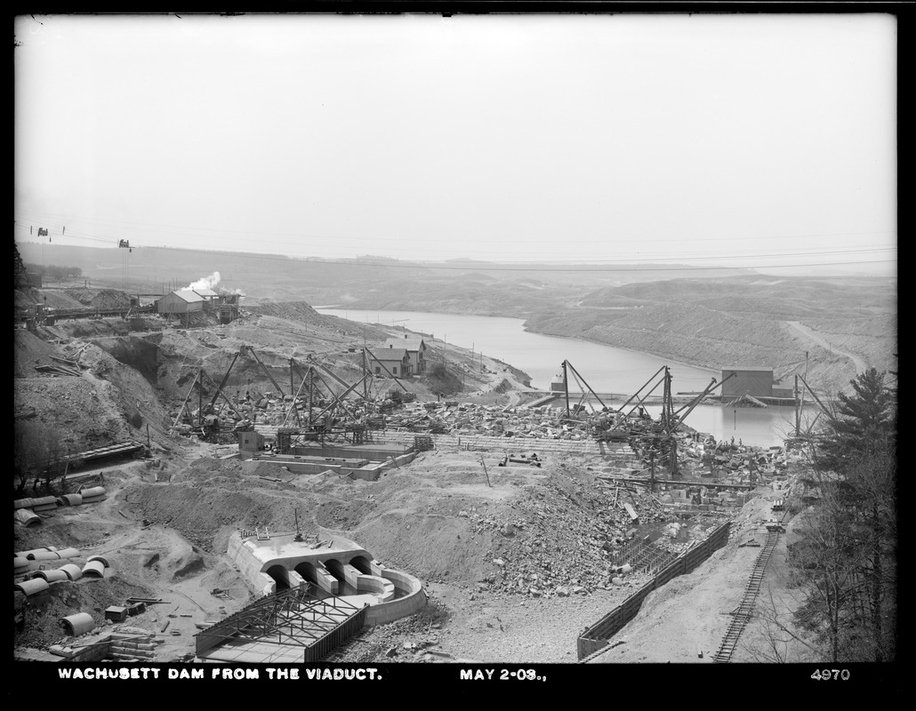Wachusett Dam, from the viaduct, Clinton, Mass., May 2, 1902