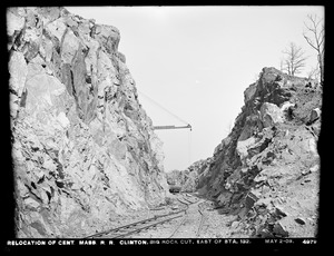 Relocation Central Massachusetts Railroad, big rock cut, east of station 132, Clinton, Mass., May 2, 1902