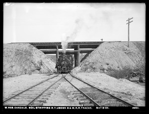 Wachusett Reservoir, soil-stripping railway under Boston & Maine Railroad tracks, Oakdale, West Boylston, Mass., May 8, 1902