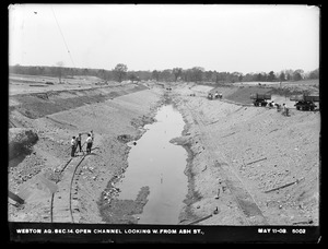 Weston Aqueduct, Section 14, Open Channel, looking west from Ash Street, Weston, Mass., May 11, 1903