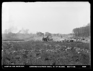 Weston Aqueduct, Weston Reservoir, Sections 1 and 14, looking northwest from knoll west of island, Weston, Mass., May 11, 1903