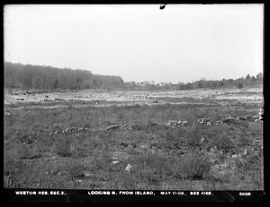 Weston Aqueduct, Weston Reservoir, Section 2, looking northerly from island (compare with No. 4148), Weston, Mass., May 11, 1903