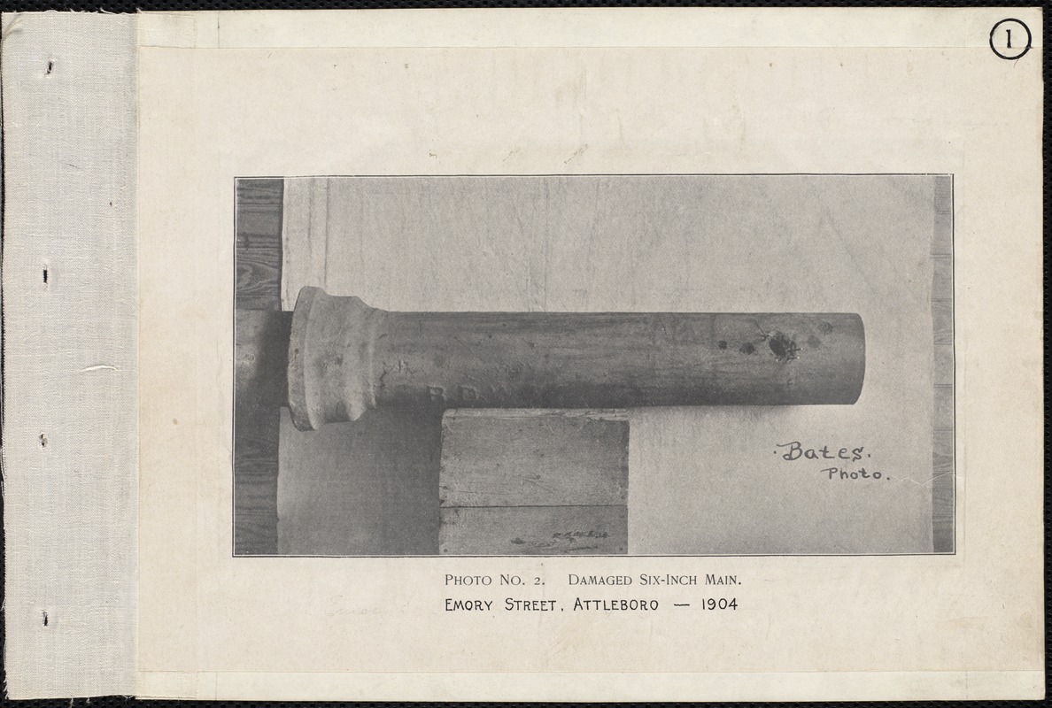 Electrolysis, Emory Street, six-inch cast-iron pipe exposed to electrolysis about 4 years, Attleboro, Mass., 1904