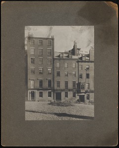Metropolitan Water Works Miscellaneous, from reservoir land?, one 6-story and two 4-story buildings on a uphill/downhill street; fence, Boston, Mass., ca. 1890-1899