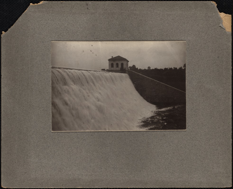 Sudbury Reservoir, dam and gatehouse, overflow, Southborough, Mass., ca. 1898-1919