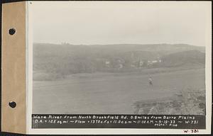 Ware River, from North Brookfield Road 0.8 mile from Barre Plains, drainage area = 125 square miles, flow = 1375 cubic feet per second = 11.0 cubic feet per second per square mile, Barre, Mass., 11:00 AM, Sep. 18, 1933