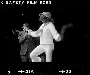 Polaroid's Edwin Land demonstrates Polavision movie camera to shareholders, Cambridge