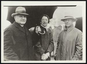 Notables at Maine Dedication. This Group was Photographed During the Dedication of Mount Cadillac Highway in the Arcadia National Park, Maine. Left to Right: Walter Damrosch, Mrs. Damrosch, and Secretary of the Navy Charles Francis Adams.