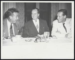 At A.D.A. Luncheon. Gov. Chester Bowles of Connecticut, Sen. Hubert Humphrey (D-Minn) and Secretary of Labor Maurice Tobin (left to right) are tablemates in Washington July 19 at a luncheon session of The Americans for Democratic Action “Full Employment Conference.” Bowles, former Federal Price Control Chief, headed the list of speakers for the conference. The ADA, which bars communists from membership, is a political organization including many once prominent in the Roosevelt New Deal.