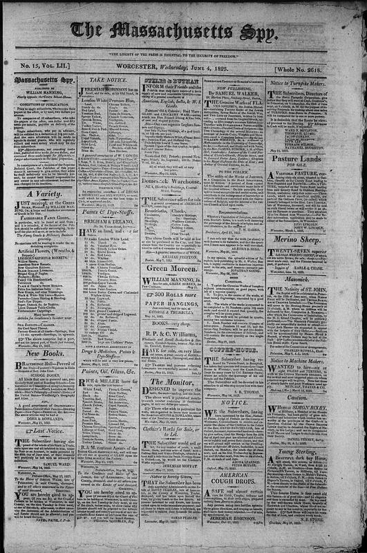 The Massachusetts Spy. June 04, 1823 - Digital Commonwealth