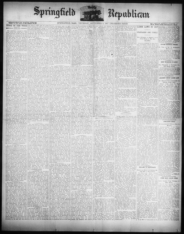 Springfield Weekly Republican. September 06, 1917 - Digital Commonwealth