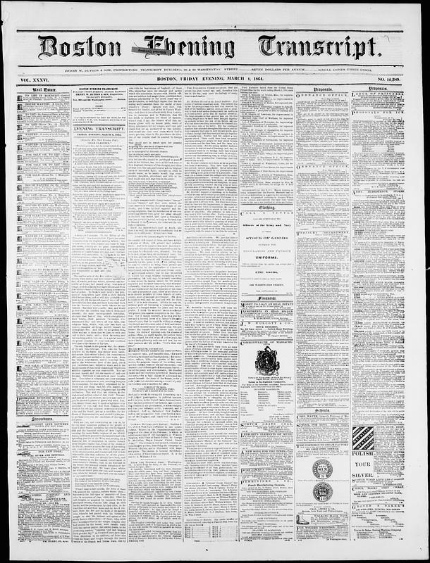 Boston Evening Transcript. March 04, 1864 - Digital Commonwealth