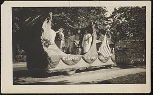 Deborah Sampson float, for the Deborah Sampson Lodge, in the 4th of July parade, 1927