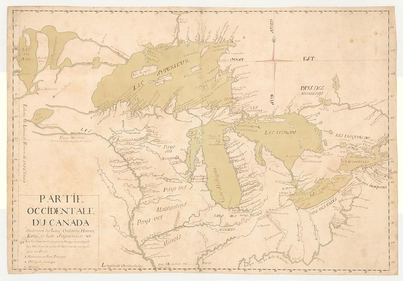 Partie occidentale du Canada contenant les Lacs Ontario, Huron, Errie, & Lac Superieur