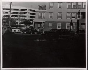 View of the street and parking garage