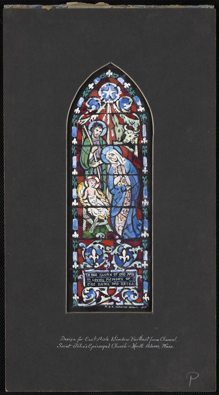 Design for east aisle window farthest from chancel, Saint John's Episcopal Church, North Adams, Mass.