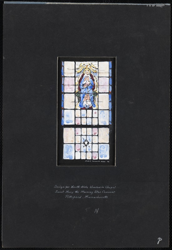 Design for north aisle window in chapel, Saint Mary the Morning Star Convent, Pittsfield, Massachusetts, 5 N