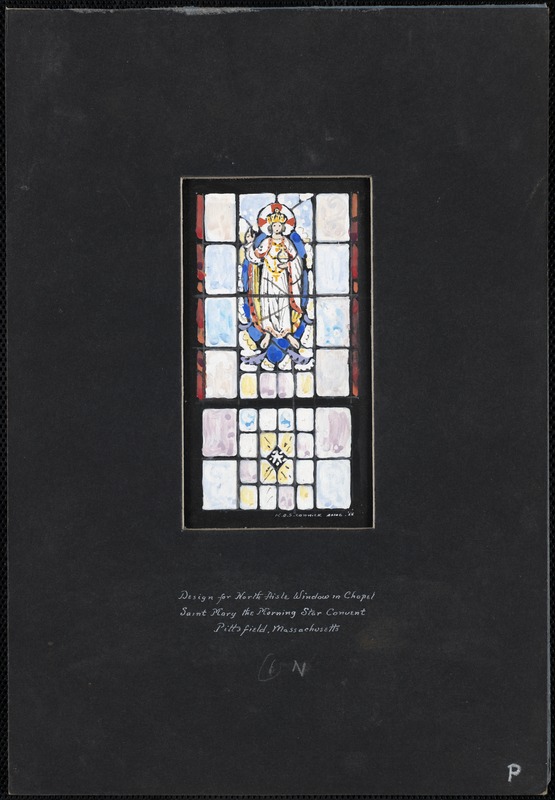 Design for north aisle window in chapel, Saint Mary the Morning Star Convent, Pittsfield, Massachusetts, 6 N