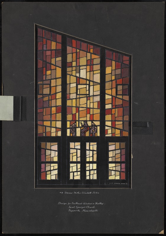 #19 Blessed mother Elizabeth Seton, design for southeast window in narthex, Saint George's Church, Saxonville, Massachusetts
