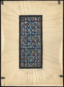 Design for growing form with fruit. South window. Memorial Chimes Tower, Springfield, Mass.