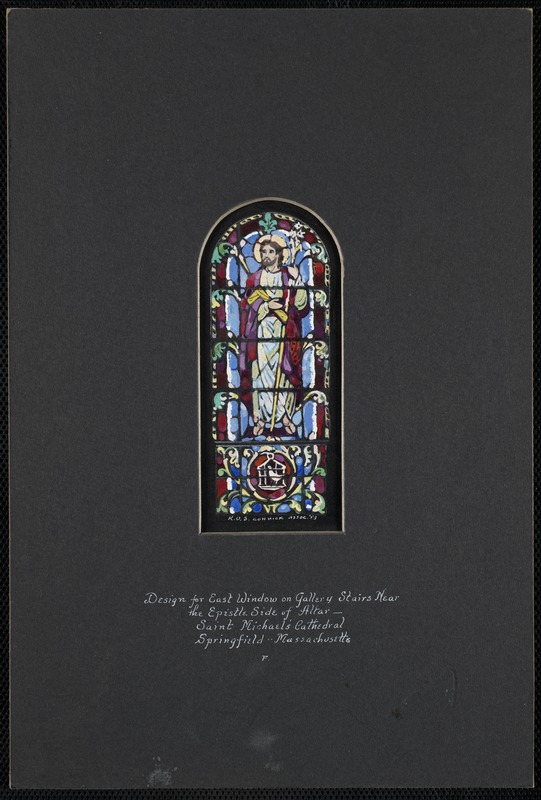 Design for east window on gallery stairs near the epistle side of altar - Saint Michael's Cathedral, Springfield, Massachusetts. F