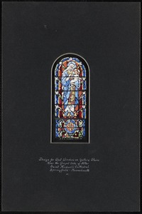 Design for west window on gallery stairs near the gospel side of altar - Saint Michael's Cathedral, Springfield, Massachusetts. F