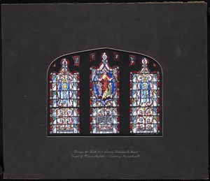 Design for north aisle window third from the chancel , chapel of McLean Hospital, Waverly, Massachusetts