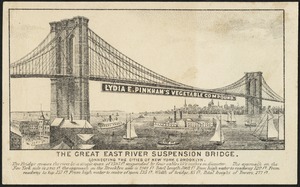 Lydia E. Pinkham's Vegetable Compound. The great East River suspension bridge.