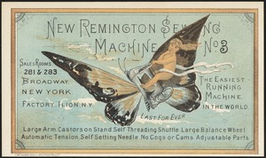 New Remington sewing machine no. 3. The easiest running machine in the world. Last for ever