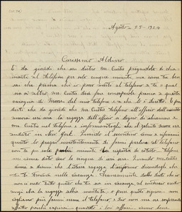 Nicola Sacco autographed letter signed to Aldino [Felicani], [Dedham], 23 August 1924