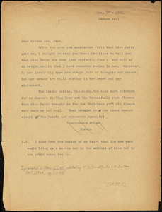 Nicola Sacco typed letter (copy) to Mrs. [Cerise] Jack, Dedham, 27 September 1927