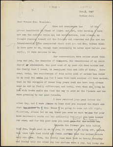 Nicola Sacco to Gertrude L. Winslow, Dedham, 3 March 1927