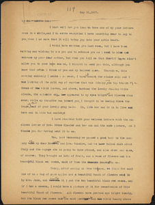Nicola Sacco typed letter (copy) to "Auntie Bee" [Elizabeth Glendower Evans], Dedham, 22 May 1927