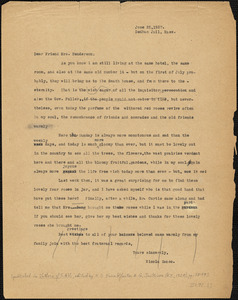 Nicola Sacco typed letter (copy) to Mrs. [Jessica] Henderson, Dedham, 25 June 1927