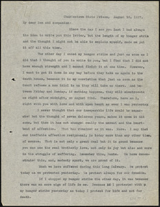 Nicola Sacco typed letter (copy) to Dante Sacco, Charlestown, 18 August 1927