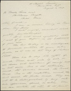 Gertrude E. Knox autographed letter signed to Nicola Sacco and Bartolomeo Vanzetti, Yours River?, N.J., 12 August 1927