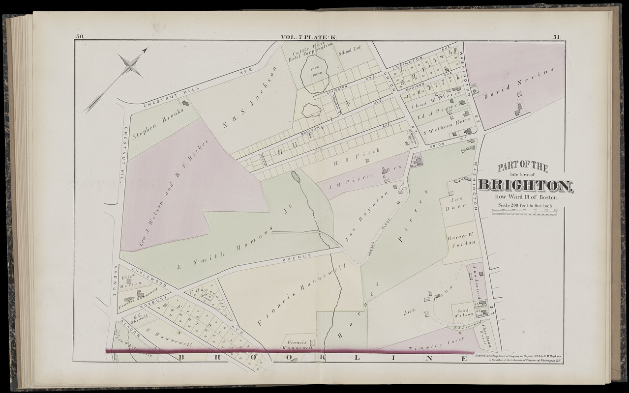 Atlas of Suffolk, county, vol. 7th, late town of Brighton, now ward 19 of Boston, Massachusetts : from actual survey & official records
