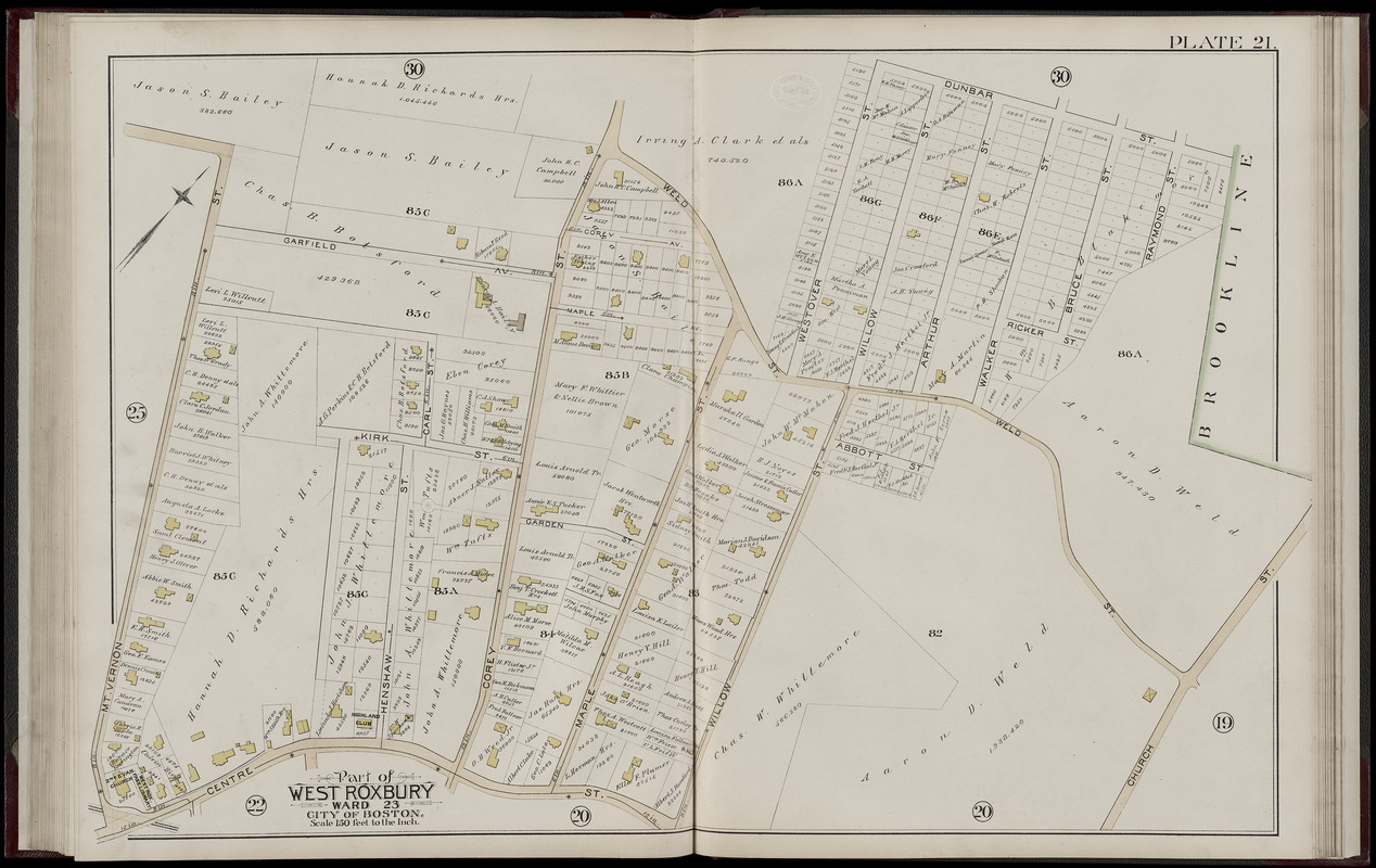 Atlas of the city of Boston, West Roxbury, Mass., volume six : from actual surveys and official plans