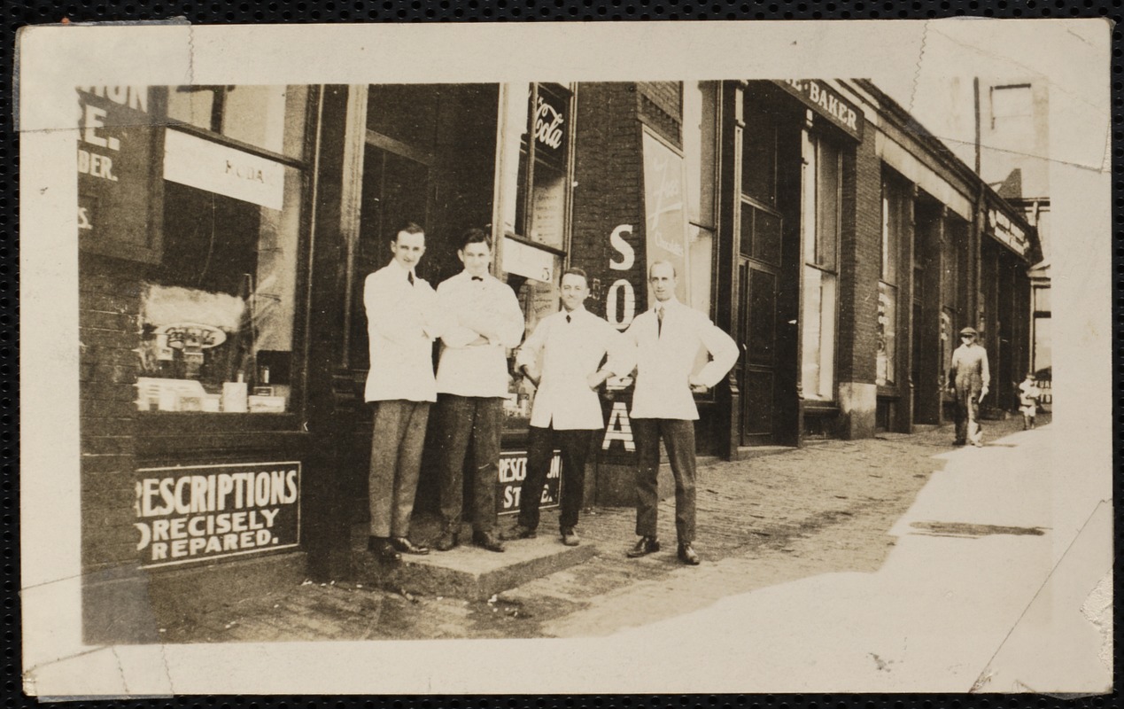 Vose Drugs, portrait of 4 pharmacists, 310 Broadway