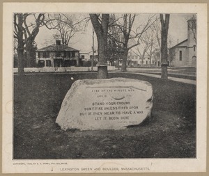 Lexington Green and boulder, Massachusetts