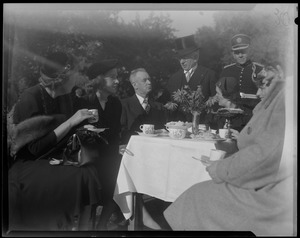 Group having tea