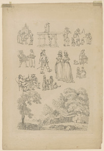 Outlines of figures, landscape, & cattle, etched by T. Rowlandson, for the use of learners, no. 5