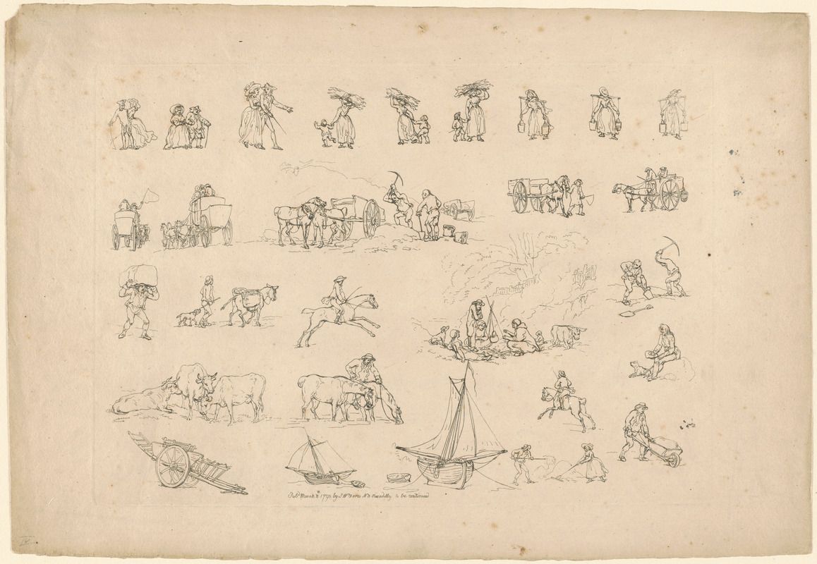 Outlines of figures, landscape, & cattle, etched by T. Rowlandson, for the use of learners, no. 1, 2, 3 or 4