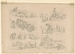 Outlines of figures, landscape, & cattle, etched by T. Rowlandson, for the use of learners, no. 11