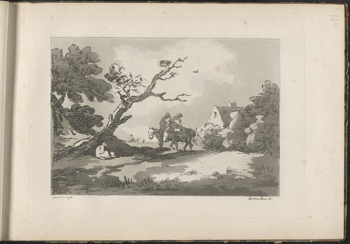 A sketch, trees, cottages, &c.
