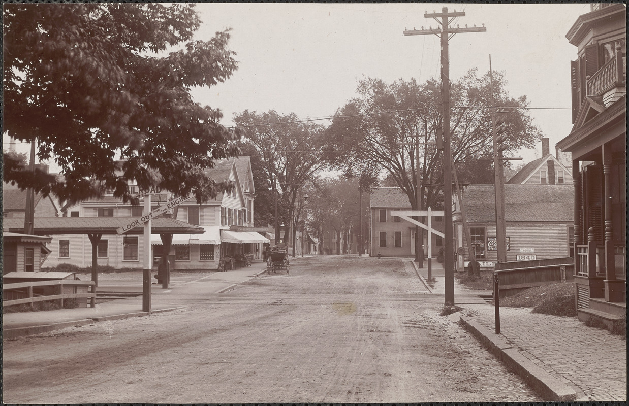 B&M R.R. Crossing, Washington Street Railroad Crossing looking east, c. 1890s